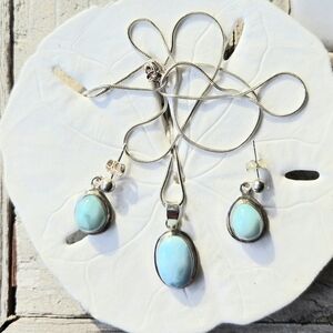 Sterling Silver Larimar Necklace Set